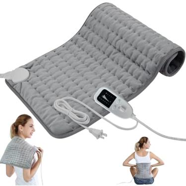 Imagem de Almofada de aquecimento,almofadas de aquecimento elétrico,almofada de aquecimento seco/úmido,para costas,pescoço,abdômen,ombro,joelho,braços,pernas,desligamento automático(cinza claro,40X72cm)