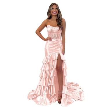 Imagem de Vestido de baile Mollyevers Corset Plus Size Mermaid Satin 20W