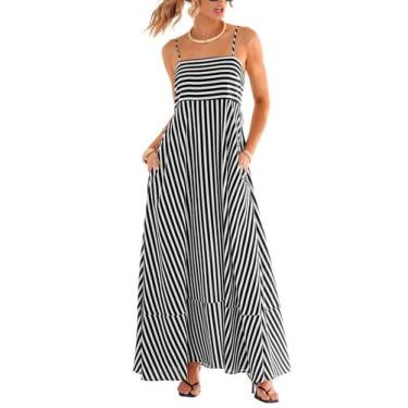 Imagem de Vestido maxi CUPSHE feminino de verão sem mangas com gola quadrada M