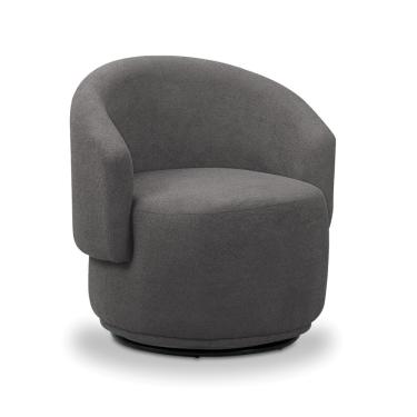 Imagem de Poltrona Decorativa Orgânica Giratória Névoa Bouclê Cinza Escuro E03 - D'Rossi