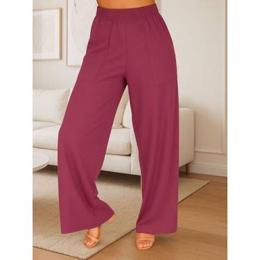 Imagem de Calça Feminina Wide Leg Pantalona Cintura Alta com Bolso de Moletinho 