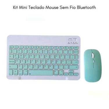 Imagem de Kit Mini Teclado Mouse Sem Fio Bluetooth portátil Celular Tablet Andro