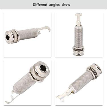 Imagem de Domary Conector de Pino de Saída Com Rosca de Cilindro de 1/4 Polegadas para Acessório de Instrumento Musical de Baixo de Guitarra Elétrica (Prata)