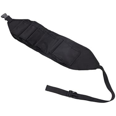 Imagem de Cinto de cerveja alça de cintura para bebidas, 6 bolsos, suporte de bebida ajustável para acampamento, pesca, feito de tecido Oxford 600D, preto, tamanho 62 x 17,5 cm