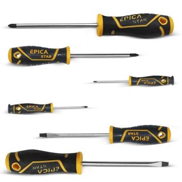 Imagem de Kit de Chave de Fenda 6 Peças EPICA STAR com Pontas Magnética Phillips e Ponta Chata para Reparos Eletrônicos e Montagem de Móveis Ep-60232