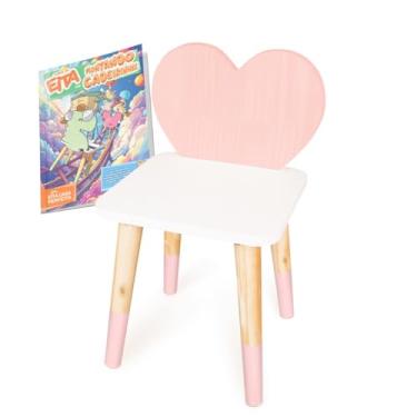 Imagem de Kit Educativo Cadeira Infantil de Madeira Coração - Rosa Bebê
