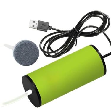 Imagem de Bomba de Ar, Oxigênio para Aquário Super Silenciosa com Filtro Submerso e USB - Bomba Aquário com Oxigenador Profissional e Filtragem(Verde)