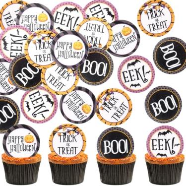Imagem de 40PCS Edible Halloween Cupcake Toppers Edible Wafer Paper Ghost Baby Boo for Baby Shower Kids Theme Birthday Party Cake Decorations Supplies black