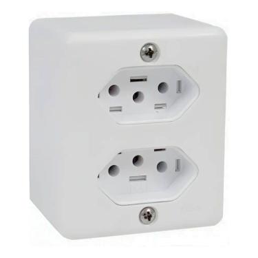 Imagem de Tomada Dupla 10A Ou 20A Sistema X Caixa Sobrepo 20A Branco
