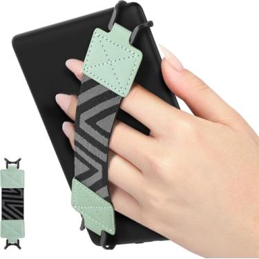 Imagem de Alça de mão de segurança para eReaders e tablets de 15 a 20 cm, compatível com Kindle/Kobo/Voyaga/E-Book Tablet, alça de mão versátil de alta elasticidade, suporte de dedo leve, verde menta