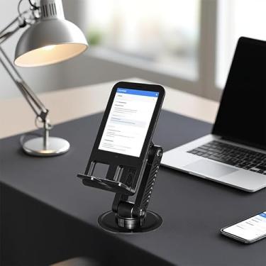 Imagem de Suporte de celular para mesa, suporte de telefone ajustável, suporte de metal antiderrapante dobrável compatível com todos os smartphones, acessórios de mesa de escritório portáteis e estáveis