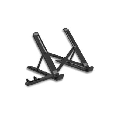 Imagem de Suporte ajustável para laptop com ABS + silicone – Suporte dobrável ventilado para notebooks e tablets de 10 a 15,6 polegadas – preto