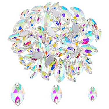 Imagem de 85 peças, 3 estilos, olho de cavalo, cristal, vidro, strass, costura, strass, pedra plana com 2 furos para fazer joias, artesanato, roupas, sapatos, casamento, ferramenta de pesca, decoração