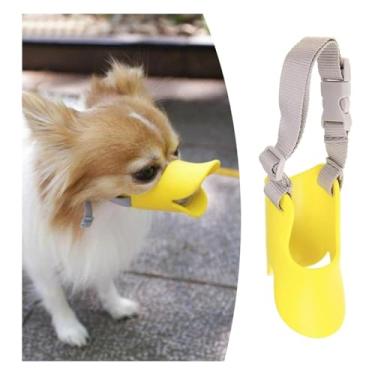 Imagem de Capas em forma de boca de cachorro de pato anti-mordida, máscaras de focinheira anti-chamadas, conjunto de boca de animal de estimação, material de silicone à prova de mordidas (amarelo, pequeno)