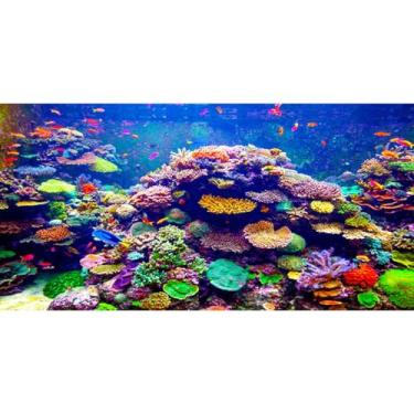 Imagem de Fundo de aquário com tema submarino 122 x 50 cm poliéster colorido coral tropical peixe subaquático fundo de aquário
