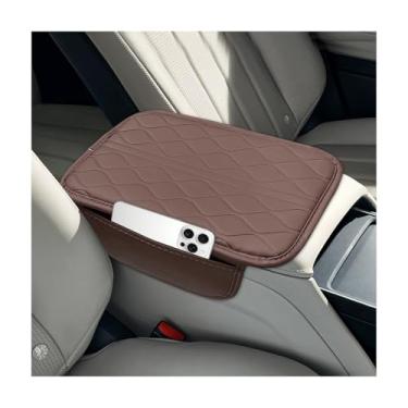 Imagem de MTRPS Capa de console central de carro, protetor de couro impermeável para descanso de braço com 2 sacos de armazenamento, almofada de apoio de braço para console central resistente ao desgaste e