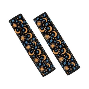 Imagem de Suohuicp Protetor de segurança para carro adulto capa de almofada de cinto de segurança com alças de almofada acessório girassol leopardo borboleta 2 pacotes (apoio de braço harmonia celestial)