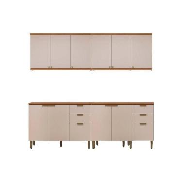 Imagem de Kit Cozinha Modulada 4 Peças Selene (2balcões+2aéreos) Cp21 Jequitiba-off White Fosco - Linea Brasil