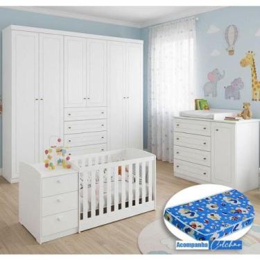 Imagem de Quarto Infantil Americano 6 Portas Com Berço Multifuncional Atlanta Am