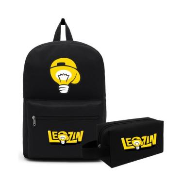 Imagem de Mochila e Estojo Casual Alça Reforçada Resistente Premium Escolar Facu