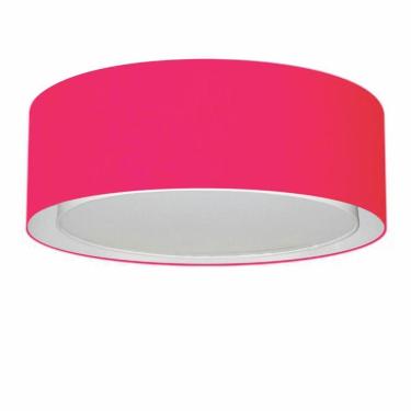 Imagem de Plafon Cilíndrico Duplo Vivare Md-3037 Cúpula Em Tecido 60x25cm - Bivolt Rosa-pink 127/220v