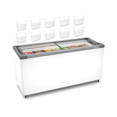 Imagem de Kit - Freezer Horizontal Tampa De Vidro 404 Litros Nf55 220v + 10 Cestos Nextgen Branco 220v