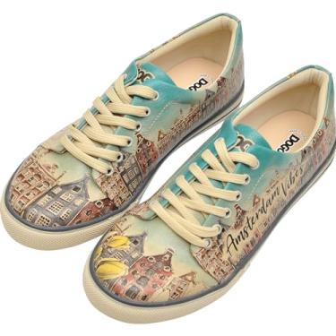 Imagem de DOGO Tênis feminino de couro vegano, feito à mão e exclusivo, Design Amsterdam Vibes, 36