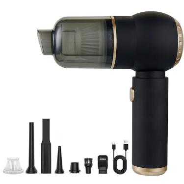 Imagem de Ecoflick Aspirador de pó portátil para carro, sem fio, mini aspirador 4 em 1 de alta potência, sucção de 4000 pa, espanador de ar, 4000 mAh, vários bocais para limpeza de carro, casa, escritório e