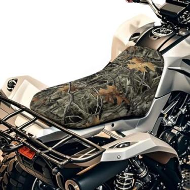 Imagem de SEANATIVE Capa de assento de motor ATV floresta camuflagem almofada de assento de passageiro de motocicleta protetor acolchoado respirável capa ATV quatro rodas acessórios compatíveis com a maioria