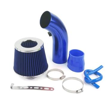 Imagem de Kit de tubo de admissão de ar frio universal para corrida de carro de 76 mm com filtro de ar cônico de alumínio(Blue)
