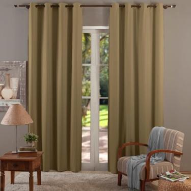 Imagem de Cortina Blackout 2,80m x 2,50m Corta luz 100% com Ilhós Sala Quarto Casa Blecaute (Cáqui)