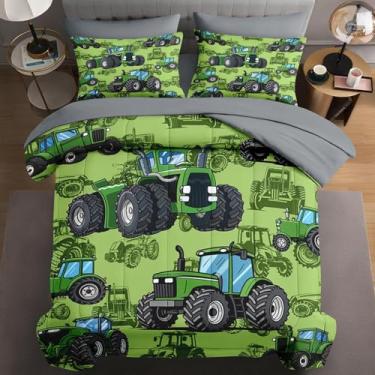 Imagem de WeCozy Conjunto de edredom Queen com fronha e fronha, trator agrícola, verão, 7 peças, para crianças e adultos, lençol de cima e lençol com elástico