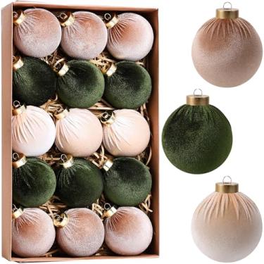 Imagem de 21 peças de enfeites de bola de Natal de veludo 8 cm conjunto de decorações de árvore de Natal inquebráveis com ornamentos de papel para pendurar decorações de Natal para escritório e decoração de