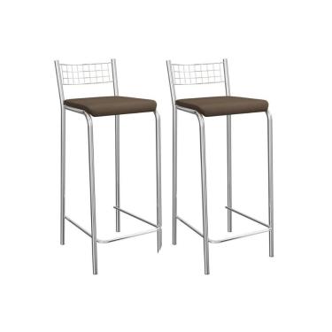 Imagem de Kit 2 Banquetas Sala Jantar Gênova 2b705cr Aço 2 Un Cromado-suede Cappuccino - Kappesberg