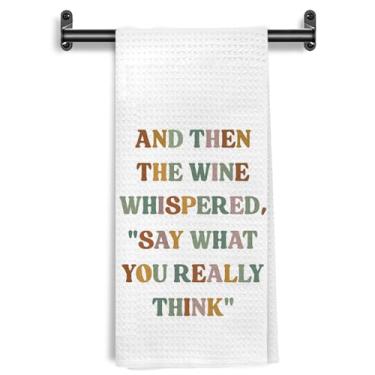 Imagem de WARDOS Boho Toalhas de cozinha engraçadas de vinho, presentes para amantes de vinhos, bebedores, toalhas de mão decorativas para cozinha, e então o prato sussurrado de vinho, toalha de chá, pano de