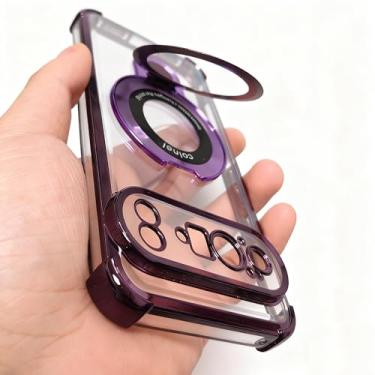 Imagem de Buliangren Capa compatível com Google Pixel 10 pro XL, capa macia de silicone protetora com suporte transparente para celular para Pixel 10 XL Pro, roxo