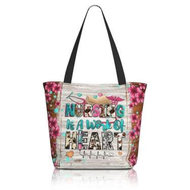 Imagem de Sacola Bíblica Feminina Cristã Bolsa de Ombro Igreja Inspiradora com Zíper Versículo da Bíblia Presentes, Enfermeira rosa, Large