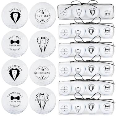 Imagem de Medanera Conjunto de 6 caixas de presente de padrinho, incluindo bolas de golfe personalizadas para padrinhos, caixa de PVC transparente, corda de cera de algodão para festa de casamento, melhores