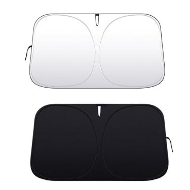 Imagem de Lyxheth Protetor solar de para-brisa de carro, bloqueador solar de para-brisa, protetor solar de janela frontal dobrável, bloqueio universal de raios UV mantém o refrigerador do seu carro, acessórios