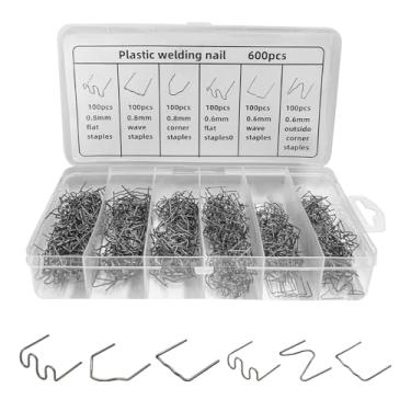 Imagem de ZNDAW 600 peças de hastes de solda Hot Staples, 0,6 mm 0,8 mm em forma de onda para reparo de painel de painel, arame de solda de plástico metálico para reparo de máquinas, acessórios de carro