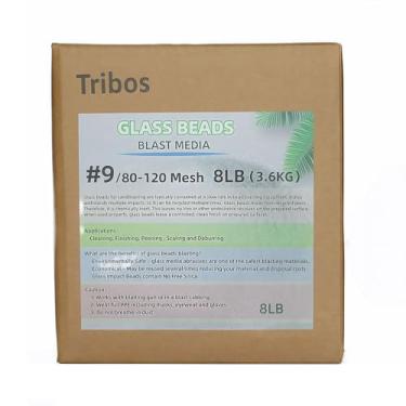 Imagem de Tribos mídia de jateamento de contas de vidro, mídia de jateamento de areia, jateador de areia para compressor de ar - 3,6 kg - 3 máscaras de jateamento (nº 9 (malha 80~120))