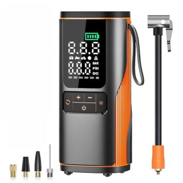 Imagem de Inflador de Pneus Compressor Ar Portátil 150PSI com Display Pressão Real Bateria 6000mAh Lanterna LED Telas LCD Duas Desligamento Automático 5 Modos Inflação 6x Mais Rápida para Carros Motos Bicicleta