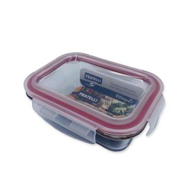 Imagem de Pote De Vidro Hermético Marmita Tampa Plástico 370Ml C Trava - Fratell