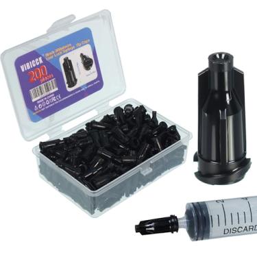 Imagem de VIBICCK 200 tampas de garrafa de cola preta, tampas de vedação de garrafa de cola, tampas de ponta de seringa (200 peças pretas)