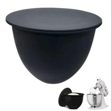Imagem de Forros de silicone para mixer KitchenAid 5 litros, forros de tigela de silicone com tampa, acessórios para misturadores de auxílio de cozinha - preto