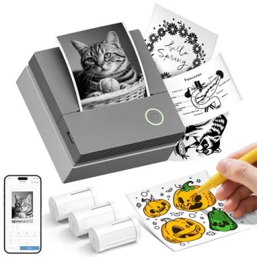 Imagem de ETIKEZ Impressora de adesivos, mini impressora térmica PM290C, cápsula de impressão Bluetooth com 3 rolos de papel, cápsulas de impressão portáteis para telefone e tablet, máquina de fazer adesivos