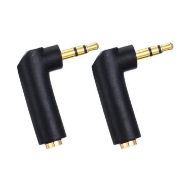 Imagem de Adaptador de áudio macho para fêmea de ângulo de 3,5 mm, 2 peças, ângulo reto de 90 graus, conector auxiliar TRS estéreo banhado a ouro, adaptador de áudio de 3,5 mm 1/20.3 cm compatível com fones de