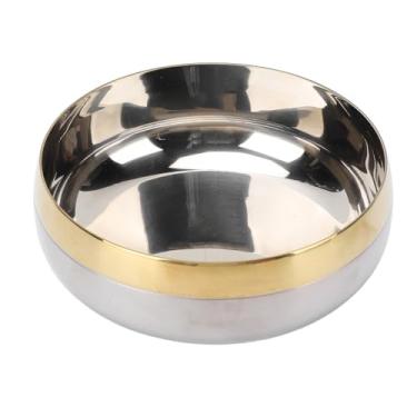 Imagem de SUNGOOYUE Bacia Decorativa Elegante da Borda do Ouro 380ml Fruteira de Aço Inoxidável para Hotéis e Restaurantes