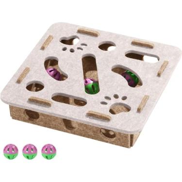 Imagem de Caixa de enriquecimento de quebra-cabeça para gatos, arranhador de lixa de unha de gatinho, caixa interativa de enriquecimento de lixa de unha de gato, caixa de labirinto de feltro mental, alternativa