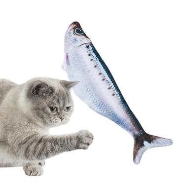 Imagem de Brinquedos interativos de peixes e gatos – Brinquedo de exercício para gatos – Rabo real interativo balançando, peixe pulando para exercícios internos de gatinho, tédio